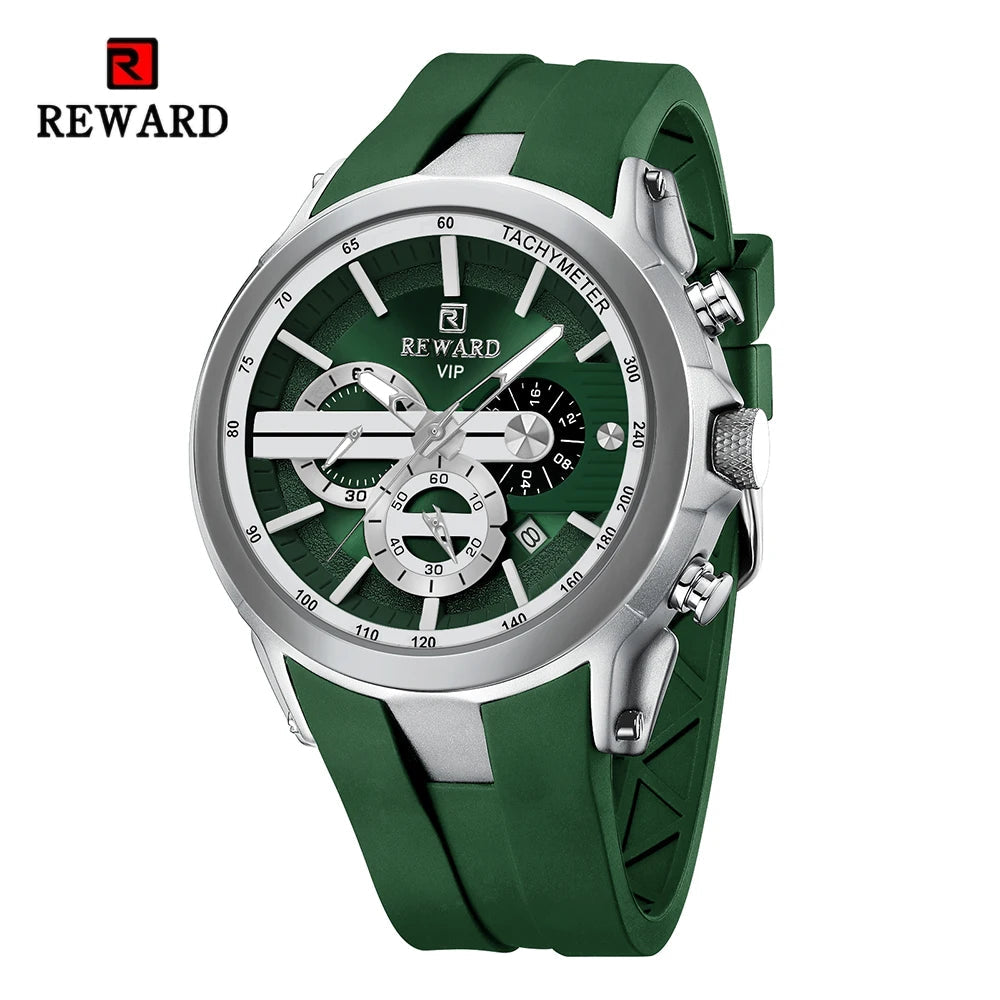 REWARD VIP New Fashion Watch for Men Leather Strap Waterproof Luminous Chronograph Sport Wristwatch SK Accessories