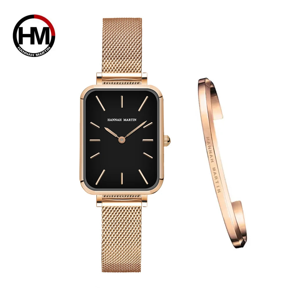 Rectangle Ultrathin Nordic Simple Style Japan Quartz Movement Fashion Stainless Steel Mesh Silvery Bracelet Belt Ladies Watches SK Accessories