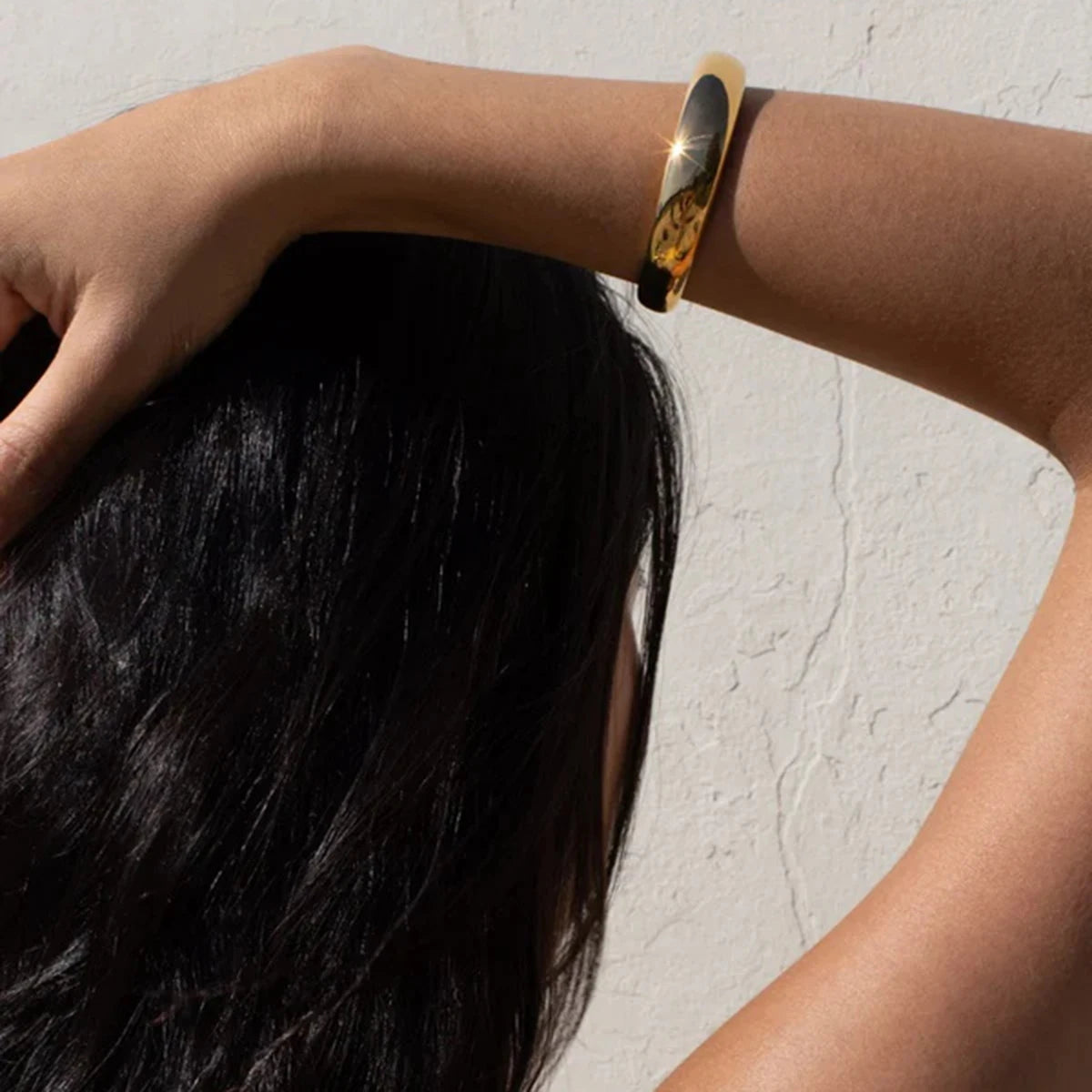 Uworld Stainless Steel Statement Gold Color Cuff Bracelet Bangle Metal Texture Multi-Layer Temperament Fashion Waterproof Jewelr SK Accessories