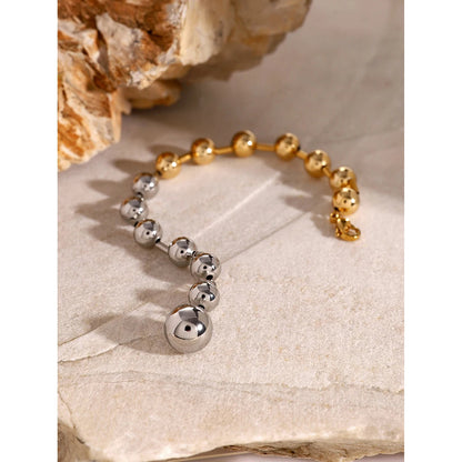 Uworld Stainless Steel Chain Beaded Bangle Bracelet Trendy 18 K PVD Plated Metal Texture Bracelet Waterproof Jewelry браслеты SK Accessories