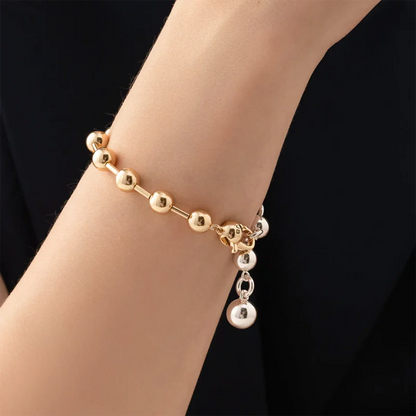 Uworld Stainless Steel Chain Beaded Bangle Bracelet Trendy 18 K PVD Plated Metal Texture Bracelet Waterproof Jewelry браслеты SK Accessories