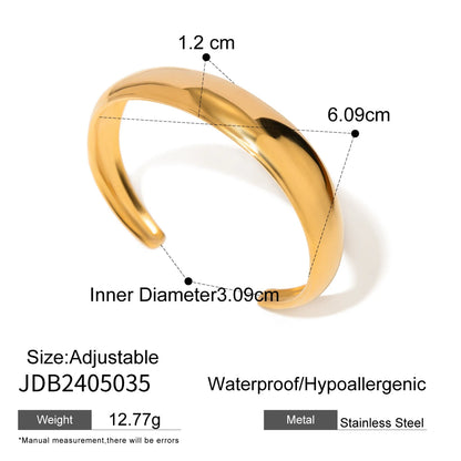 Uworld Stainless Steel Statement Gold Color Cuff Bracelet Bangle Metal Texture Multi-Layer Temperament Fashion Waterproof Jewelr SK Accessories