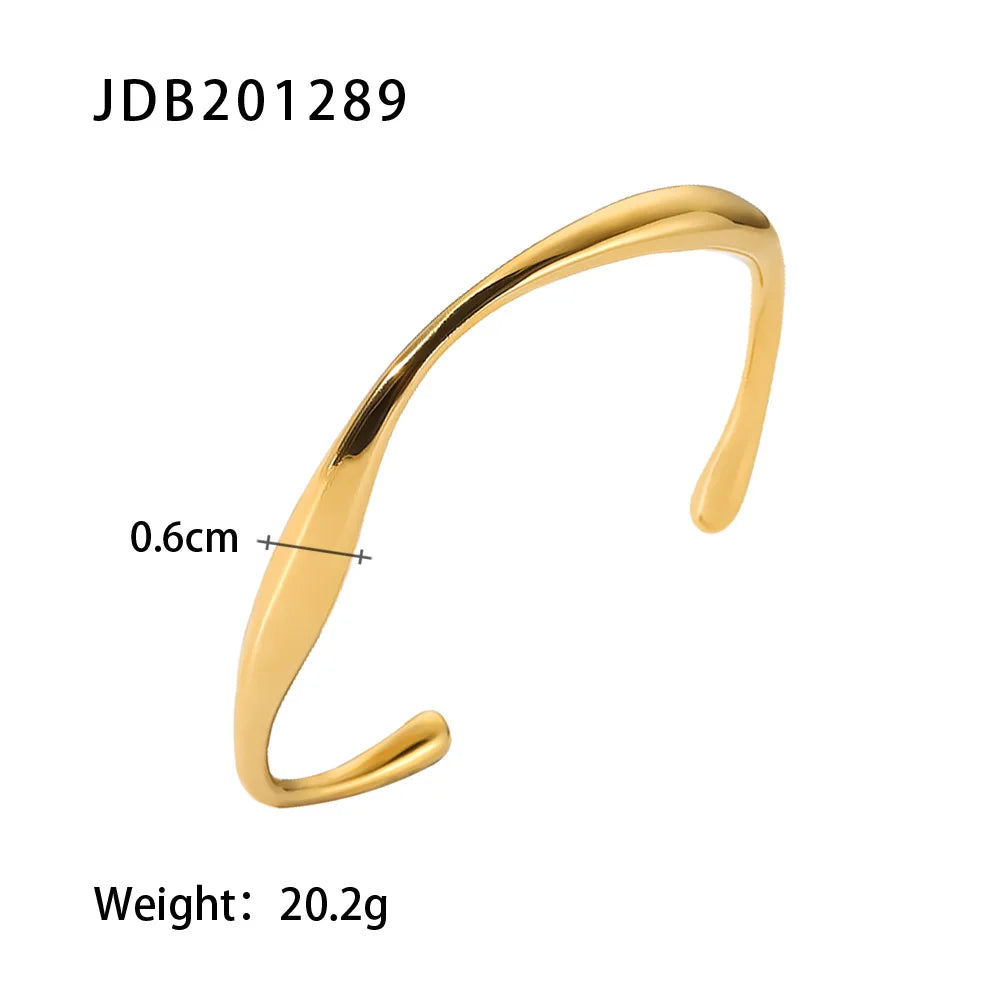 Uworld Classic 18k Gold Plated Stainless Steel Irregular Bangles Stainless Steel Trendy Fashion Wrist Jewelry Women SK Accessories
