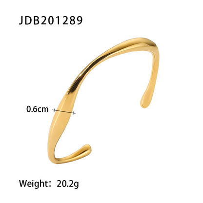 Uworld Classic 18k Gold Plated Stainless Steel Irregular Bangles Stainless Steel Trendy Fashion Wrist Jewelry Women SK Accessories
