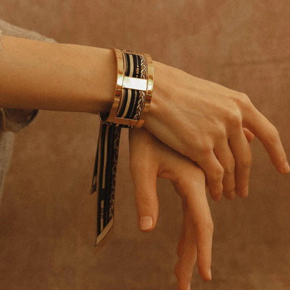 Uworld Stainless Steel Geometric Simple Color Cuff Bracelet Bangle Metal Texture Multi-Layer Temperament Fashion Waterproof SK Accessories