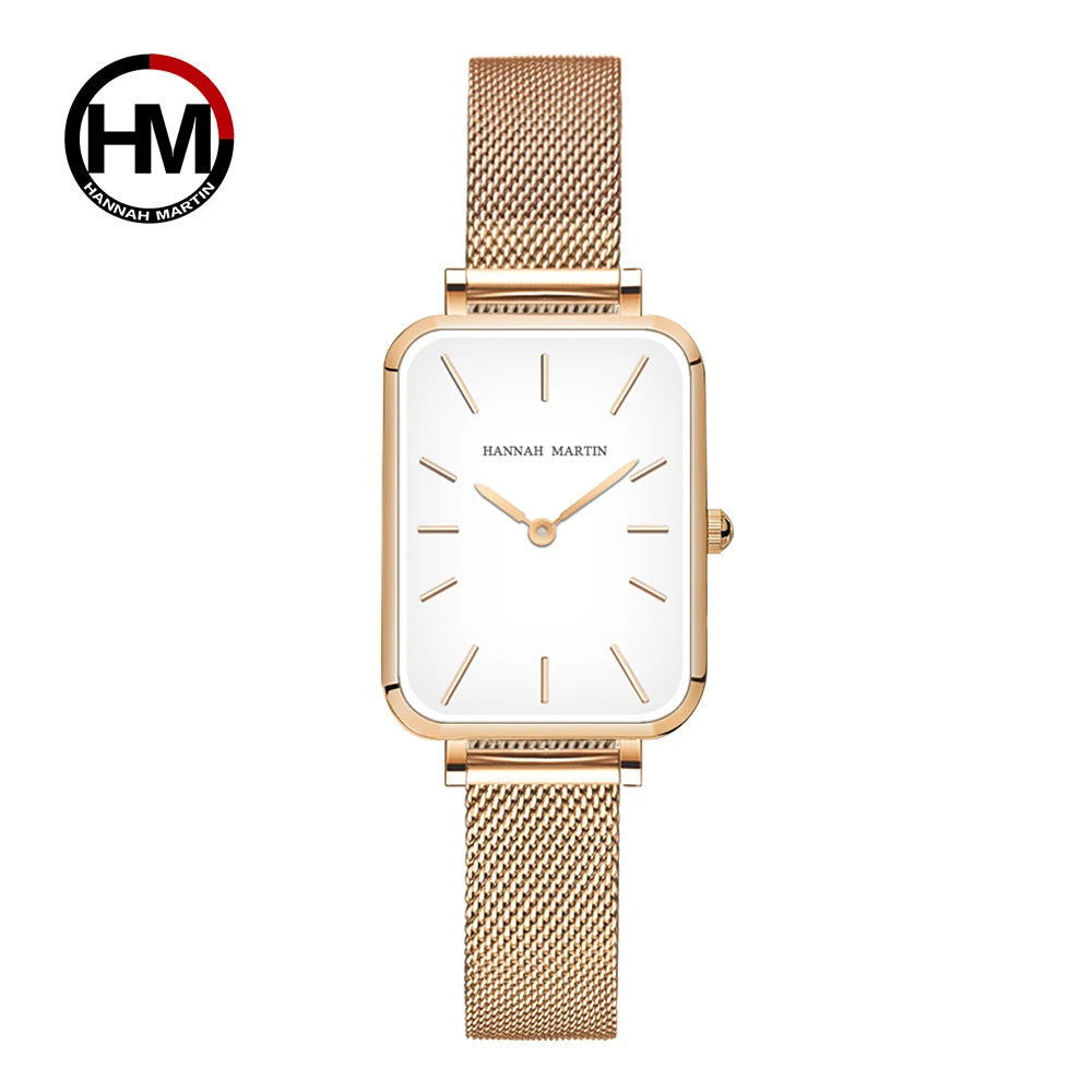 Rectangle Ultrathin Nordic Simple Style Japan Quartz Movement Fashion Stainless Steel Mesh Silvery Bracelet Belt Ladies Watches SK Accessories