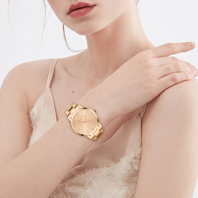 2021 New Watch Women Watches Set Top Brand Luxury Gold Waterproof Quartz Wrist watch ladies Clock Fashion Simple Women Relogio SK Accessories