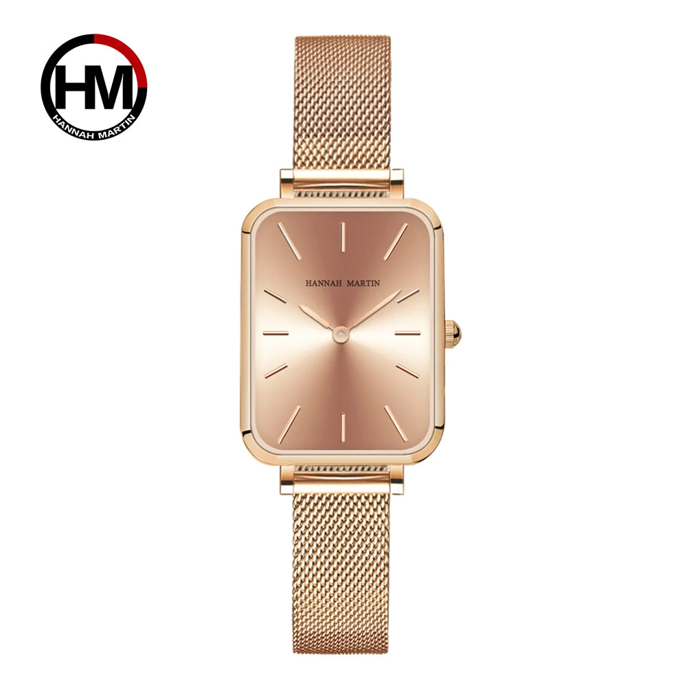Rectangle Ultrathin Nordic Simple Style Japan Quartz Movement Fashion Stainless Steel Mesh Silvery Bracelet Belt Ladies Watches SK Accessories