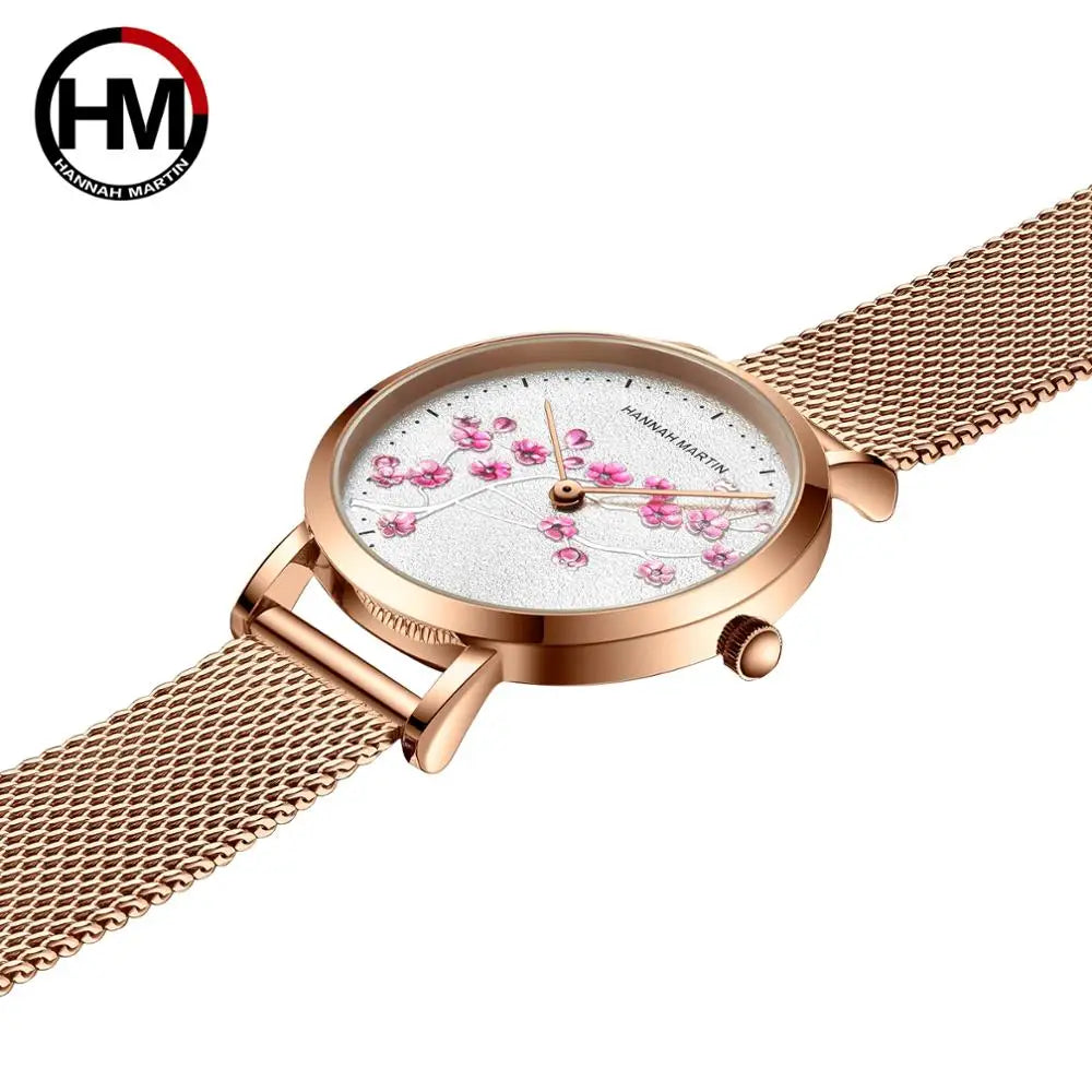 Japan Quartz Movement 10D Red Plum Blossom Genuine Leather Band Female Watch Ladies Wristwatches New Design Watches For Women SK Accessories