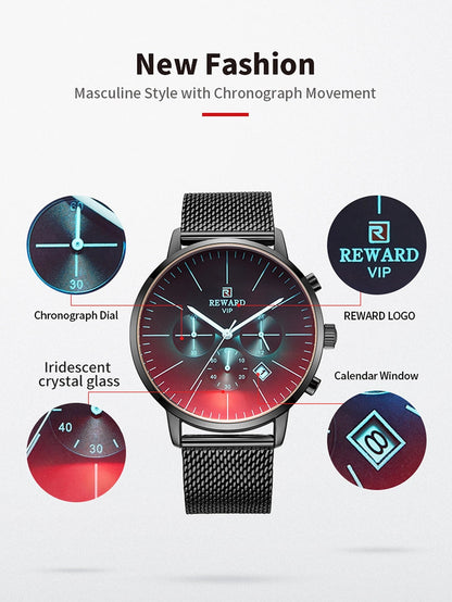 REWARD Fashion Men Wrist Watches Luxury Business Timepieces Date Chronograph Waterproof Sport Crystal Glass Men's Wristwatches SK Accessories