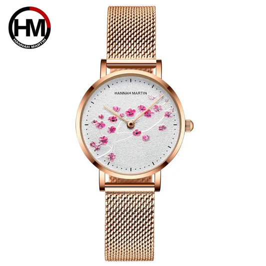 Japan Quartz Movement 10D Red Plum Blossom Genuine Leather Band Female Watch Ladies Wristwatches New Design Watches For Women SK Accessories