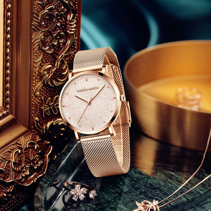 Sahara Desert Dial New Design 2021 Top Brand Luxury Japan Quartz Wristwatch Stainless Steel Rose Gold Waterproof Watch for Women SK Accessories