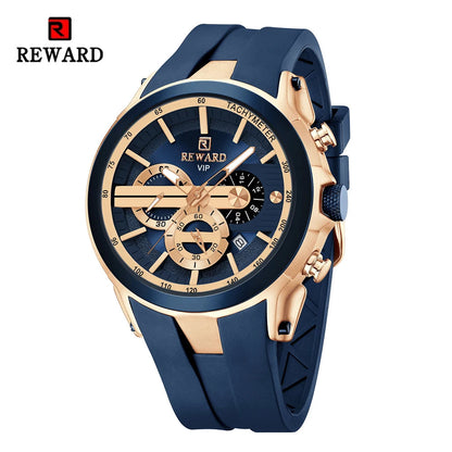 REWARD VIP New Fashion Watch for Men Leather Strap Waterproof Luminous Chronograph Sport Wristwatch SK Accessories