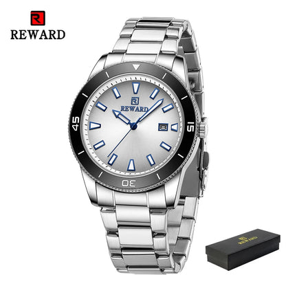 REWARD Quartz Watch for Mens Stylish Stainless Steel Japan Movement Waterproof Anti-Scratch Analog Date Business Wrist Watches SK Accessories