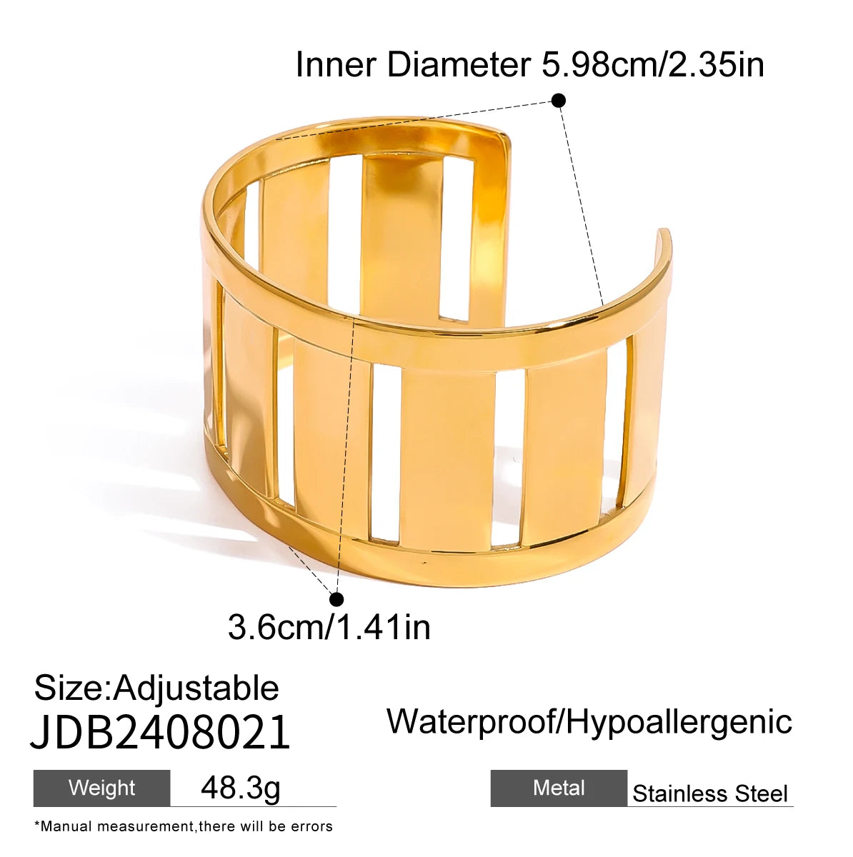 Uworld Stainless Steel Geometric Simple Color Cuff Bracelet Bangle Metal Texture Multi-Layer Temperament Fashion Waterproof SK Accessories