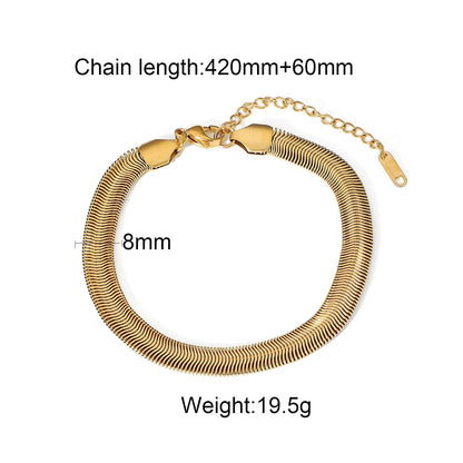 Uworld Fashion Link Chain Stainless Steel Bangle Bracelet for Women Exquisite Golden Metal Texture Jewelry Girl Beach Gift Man SK Accessories