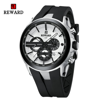 REWARD VIP New Fashion Watch for Men Leather Strap Waterproof Luminous Chronograph Sport Wristwatch SK Accessories