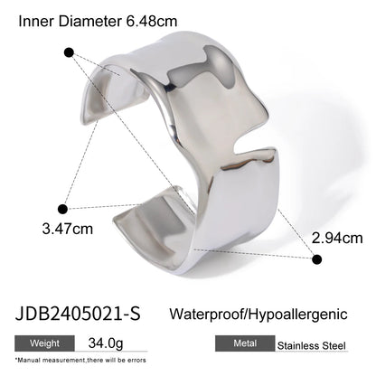 Uworld Unique Stainless Steel Metal Wide Cuff Open Bracelet Bangle 18K Gold PVD Plated Waterproof Fashion Girls Essential Jewelr SK Accessories