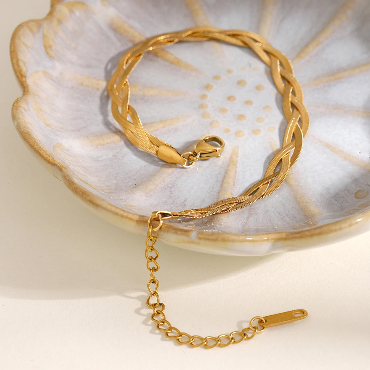 Uworld Stainless Steel Double Layered Snake Chain Bangle Bracelet Trendy Golden Stylish Unique Design Jewelry Female Party Gift SK Accessories