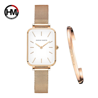 Rectangle Ultrathin Nordic Simple Style Japan Quartz Movement Fashion Stainless Steel Mesh Silvery Bracelet Belt Ladies Watches SK Accessories