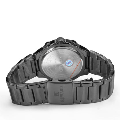 REWARD Men Watches Stainless Steel Wrist Watch Quartz Analog Waterproof Luminous Date Wrist Watch Luxury Casual Watch for Men SK Accessories