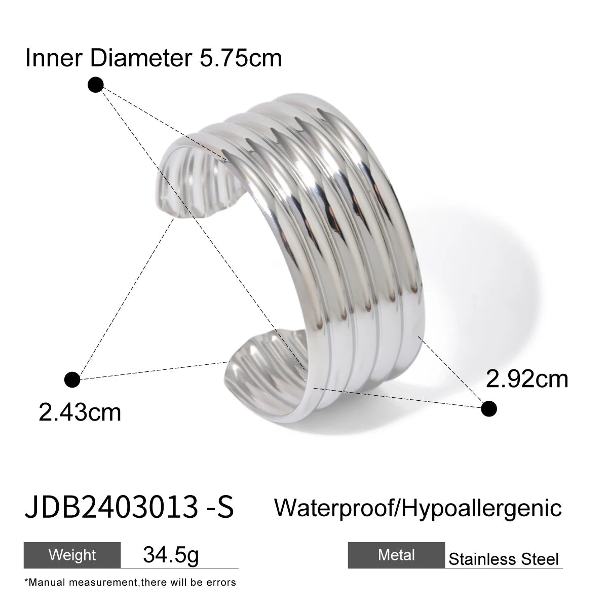 Uworld Unique Stainless Steel Metal Wide Cuff Open Bracelet Bangle 18K Gold PVD Plated Waterproof Fashion Girls Essential Jewelr SK Accessories