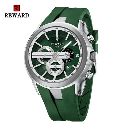 REWARD VIP New Fashion Watch for Men Leather Strap Waterproof Luminous Chronograph Sport Wristwatch SK Accessories