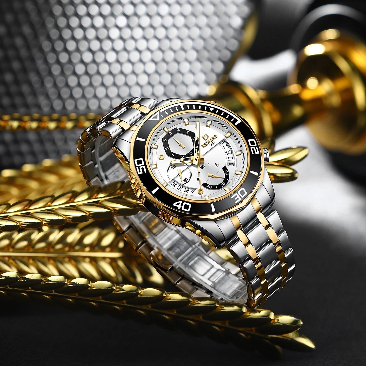 REWARD Mens Watches Fashion Business Stainless Steel Wristwatch Waterproof Luminous Chronograph Calendar Quartz Watches SK Accessories