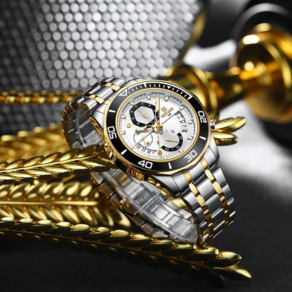 REWARD Mens Watches Fashion Business Stainless Steel Wristwatch Waterproof Luminous Chronograph Calendar Quartz Watches SK Accessories