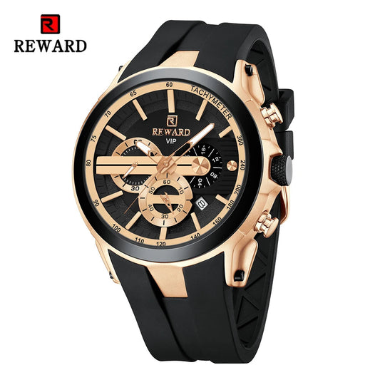 REWARD VIP New Fashion Watch for Men Leather Strap Waterproof Luminous Chronograph Sport Wristwatch SK Accessories