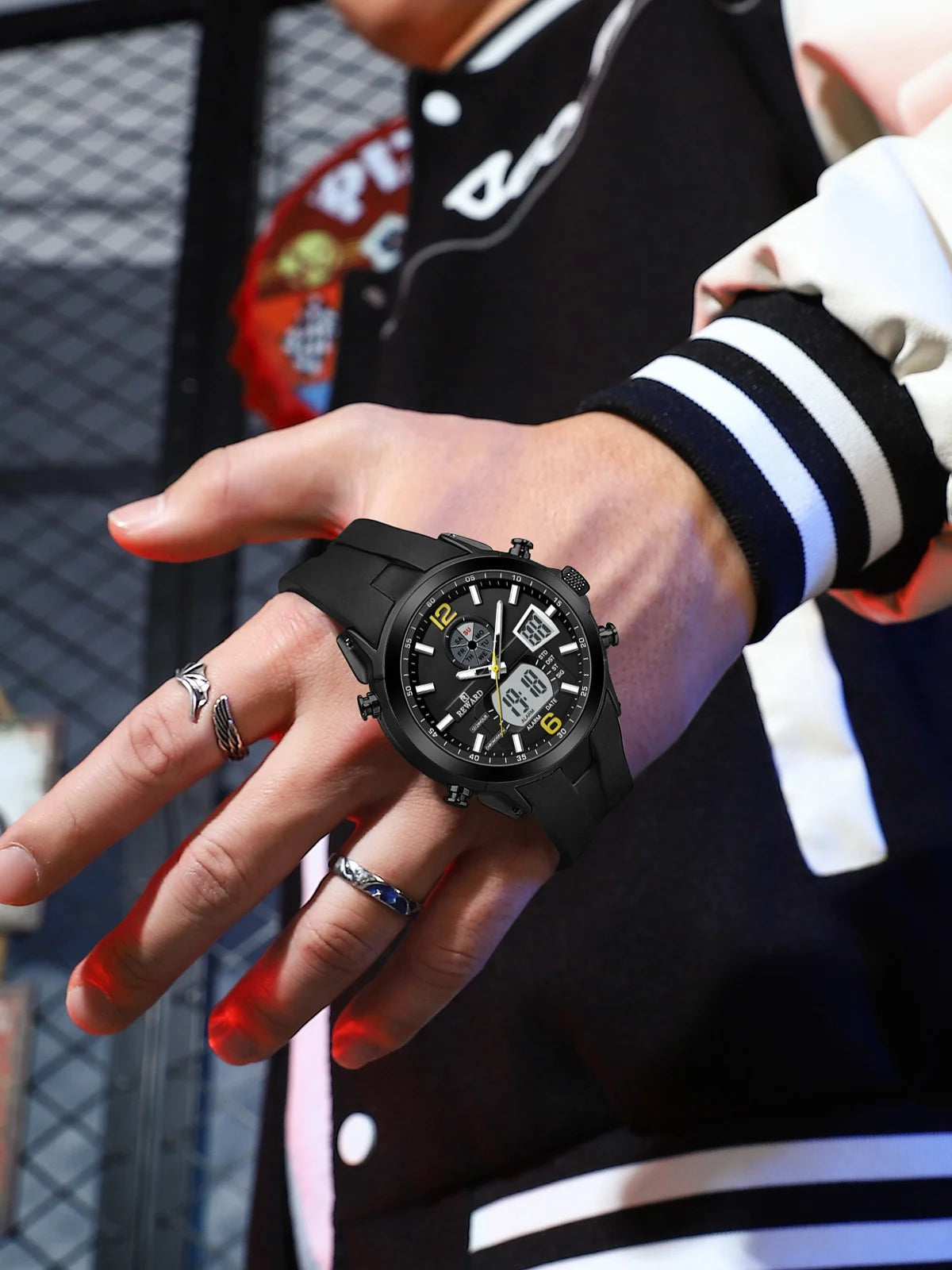 REWARD digital men quartz watch multi function date stopwatch silicone strap waterproof fashion sport digital watches man SK Accessories