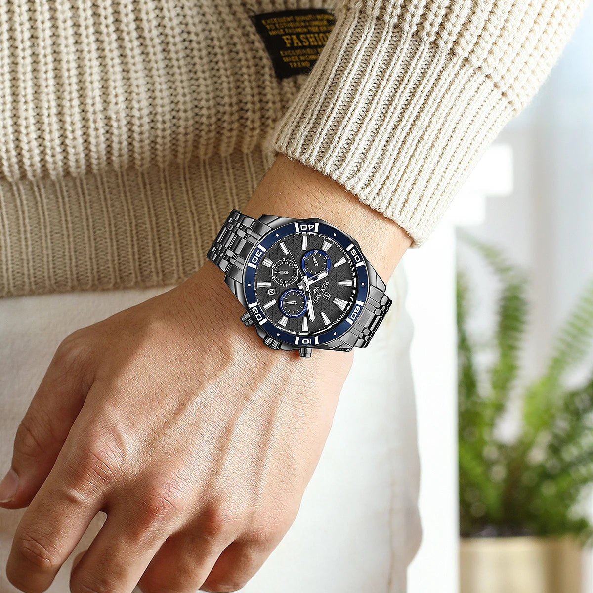 REWARD Mens Watches Waterproof  Luminous Quartz Wristwatch Business Stainless Steel Strap with gift box SK Accessories