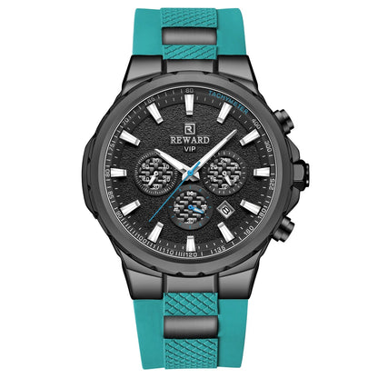 REWARD new fashion men's watch silicone strap chronograph 3bar waterproof sport quartz watch for men SK Accessories