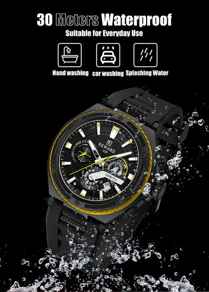 REWARD new watch for men ultra big case silicone sport quartz watches luminous hands 3bar waterproof mens writstwatch SK Accessories