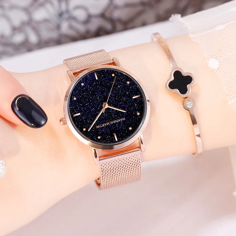 Sahara Desert Dial New Design 2021 Top Brand Luxury Japan Quartz Wristwatch Stainless Steel Rose Gold Waterproof Watch for Women SK Accessories
