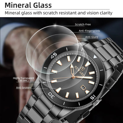 REWARD Quartz Watch for Mens Stylish Stainless Steel Japan Movement Waterproof Anti-Scratch Analog Date Business Wrist Watches SK Accessories