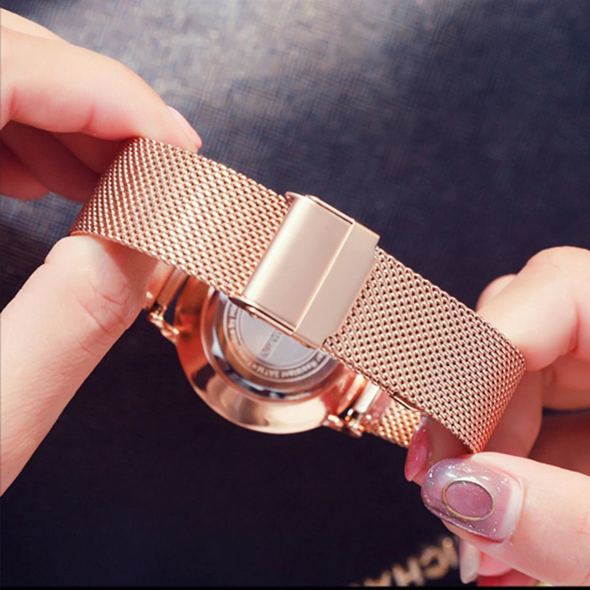 Luxury Women Watch With Fashionable Frosted Dial Japanese Movement Rhinestone Rose Gold Stainless Steel Mesh Strap Women's Watch SK Accessories