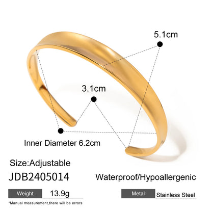 Uworld Waterproof 316L Stainless Steel Metal Wide Cuff Bracelet Bangle Jewelry Fashion Texture 18K PVD Plated Temperament Bijoux SK Accessories