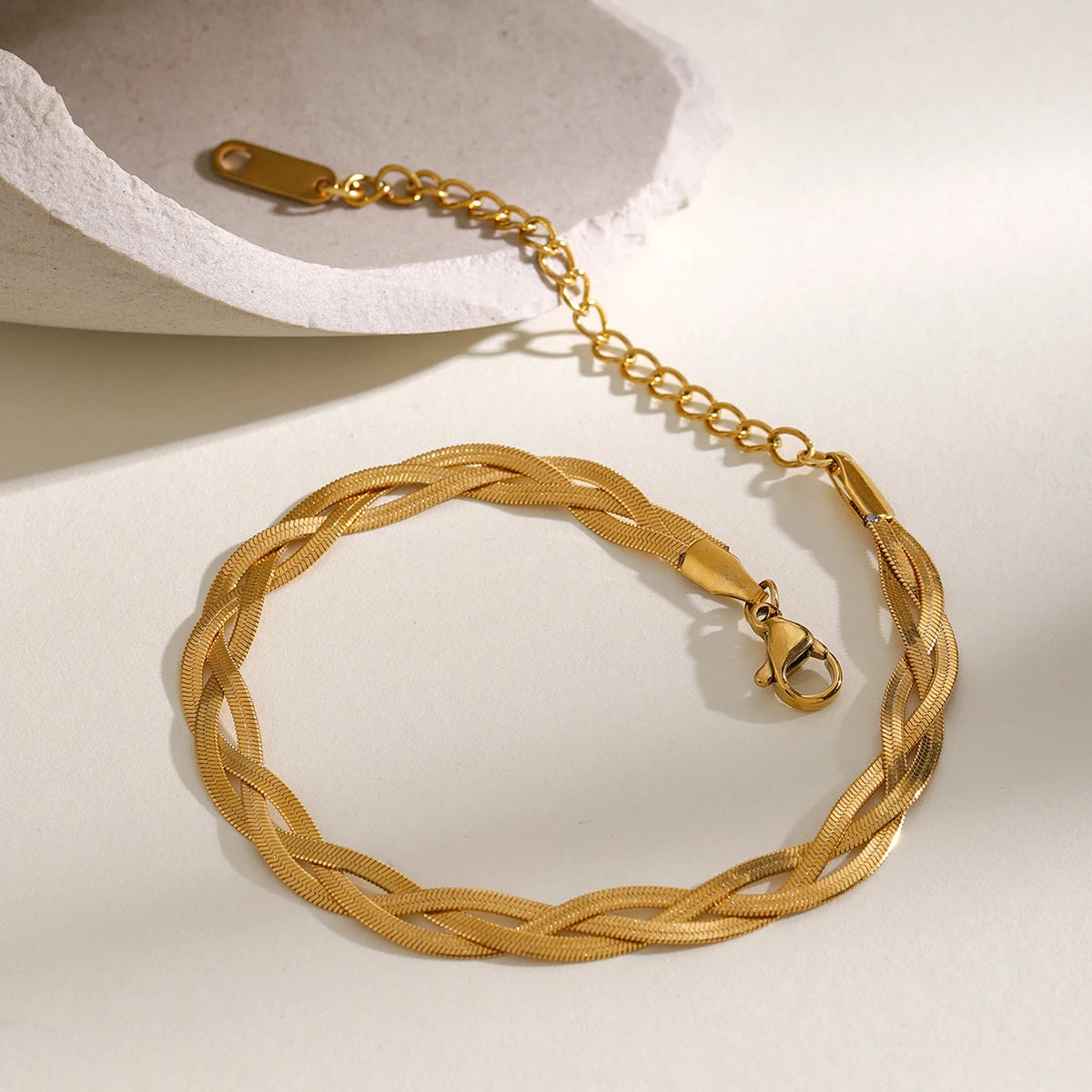 Uworld Stainless Steel Double Layered Snake Chain Bangle Bracelet Trendy Golden Stylish Unique Design Jewelry Female Party Gift SK Accessories