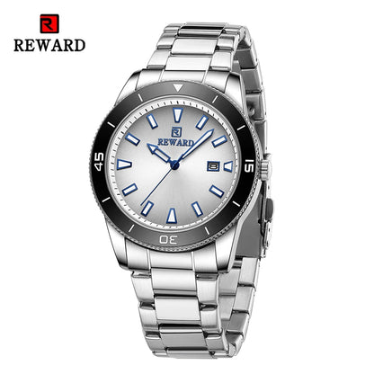 REWARD Quartz Watch for Mens Stylish Stainless Steel Japan Movement Waterproof Anti-Scratch Analog Date Business Wrist Watches SK Accessories