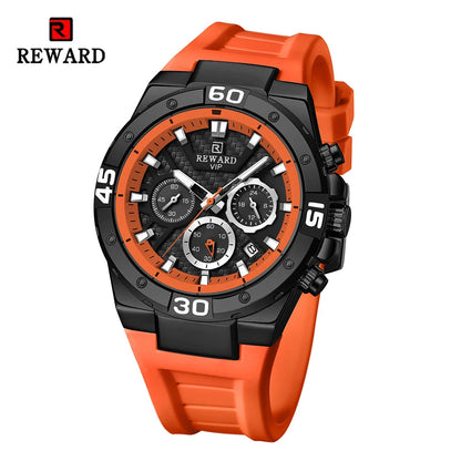 REWARD Fashion Mens Watches Quartz Analog Silicone Strap Wrist Watch Date Waterproof Luminous Chronograph Casual Watches for Men SK Accessories
