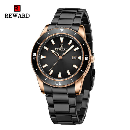 REWARD Quartz Watch for Mens Stylish Stainless Steel Japan Movement Waterproof Anti-Scratch Analog Date Business Wrist Watches SK Accessories