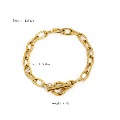 Uworld Fashion Link Chain Stainless Steel Bangle Bracelet for Women Exquisite Golden Metal Texture Jewelry Girl Beach Gift Man SK Accessories
