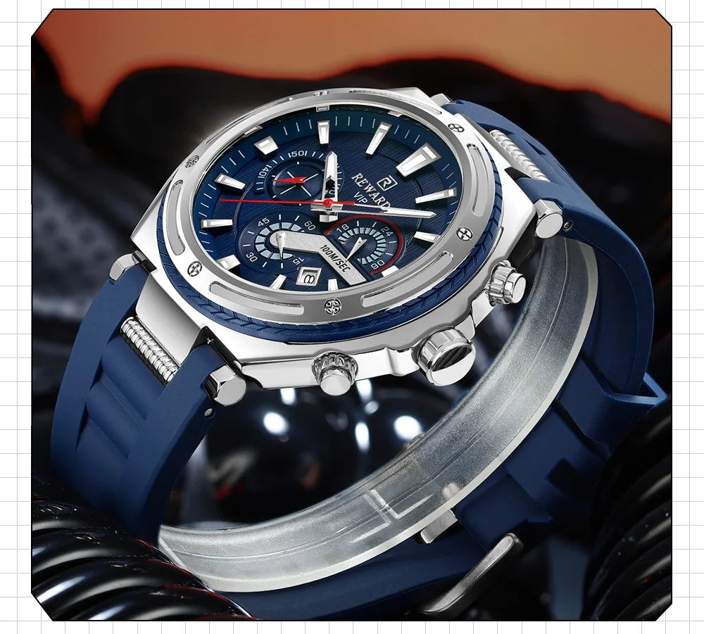 REWARD new watch for men ultra big case silicone sport quartz watches luminous hands 3bar waterproof mens writstwatch SK Accessories