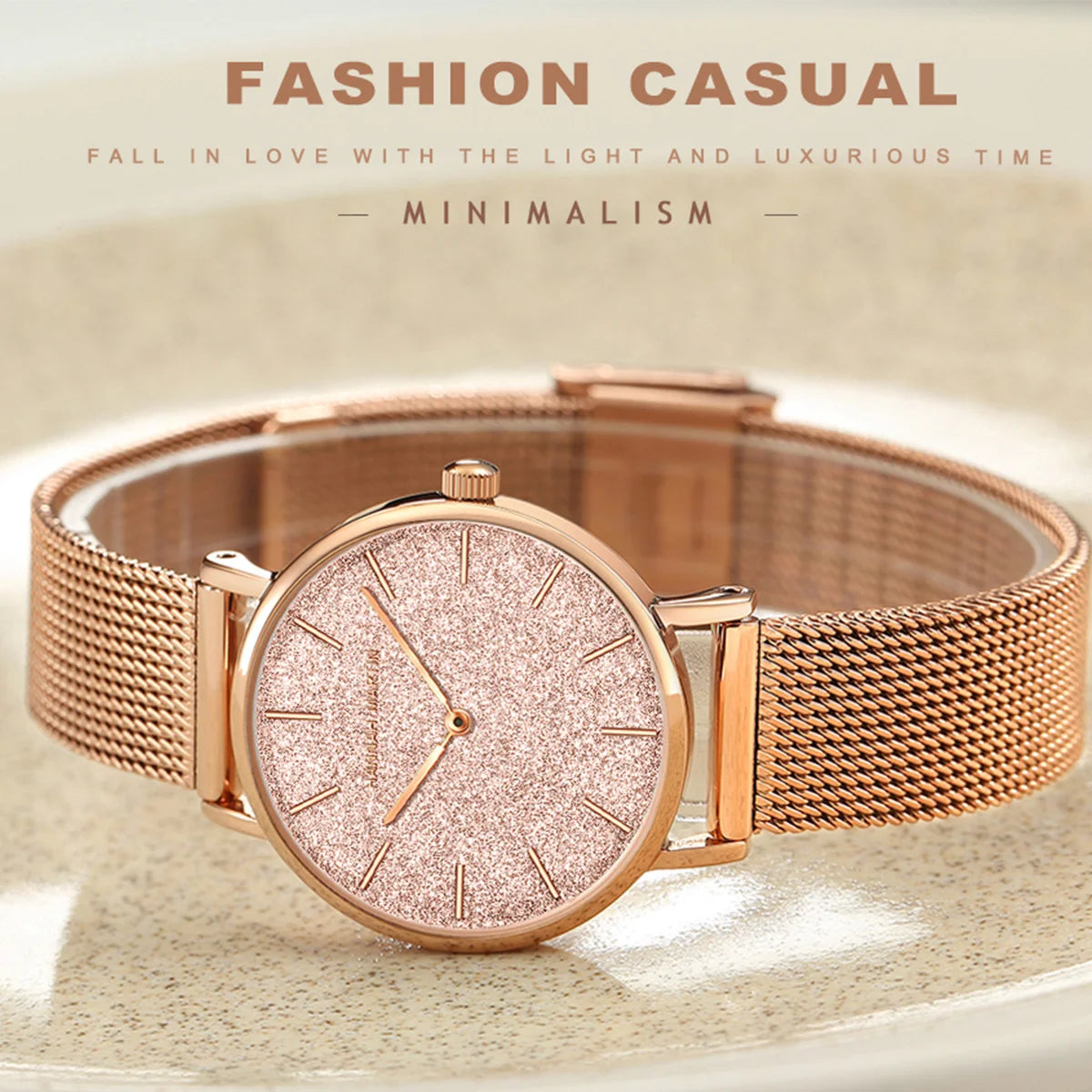 Sahara Desert Dial New Design 2021 Top Brand Luxury Japan Quartz Wristwatch Stainless Steel Rose Gold Waterproof Watch for Women SK Accessories