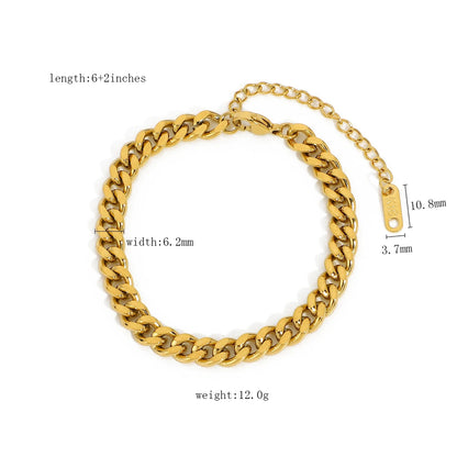 Uworld Fashion Link Chain Stainless Steel Bangle Bracelet for Women Exquisite Golden Metal Texture Jewelry Girl Beach Gift Man SK Accessories