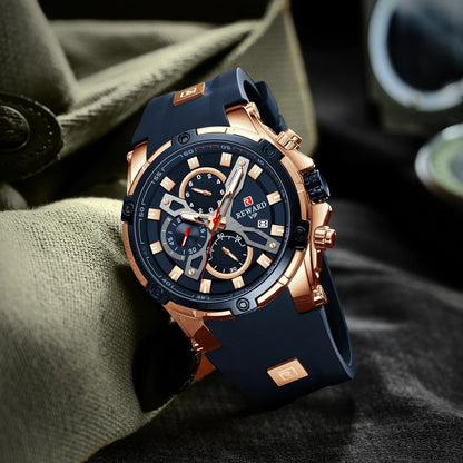REWARD New Quartz Watches for Men Luxury Brand Big Dial Watch Waterproof Sport Wristwatch Silicone Band Chronograph Clock SK Accessories