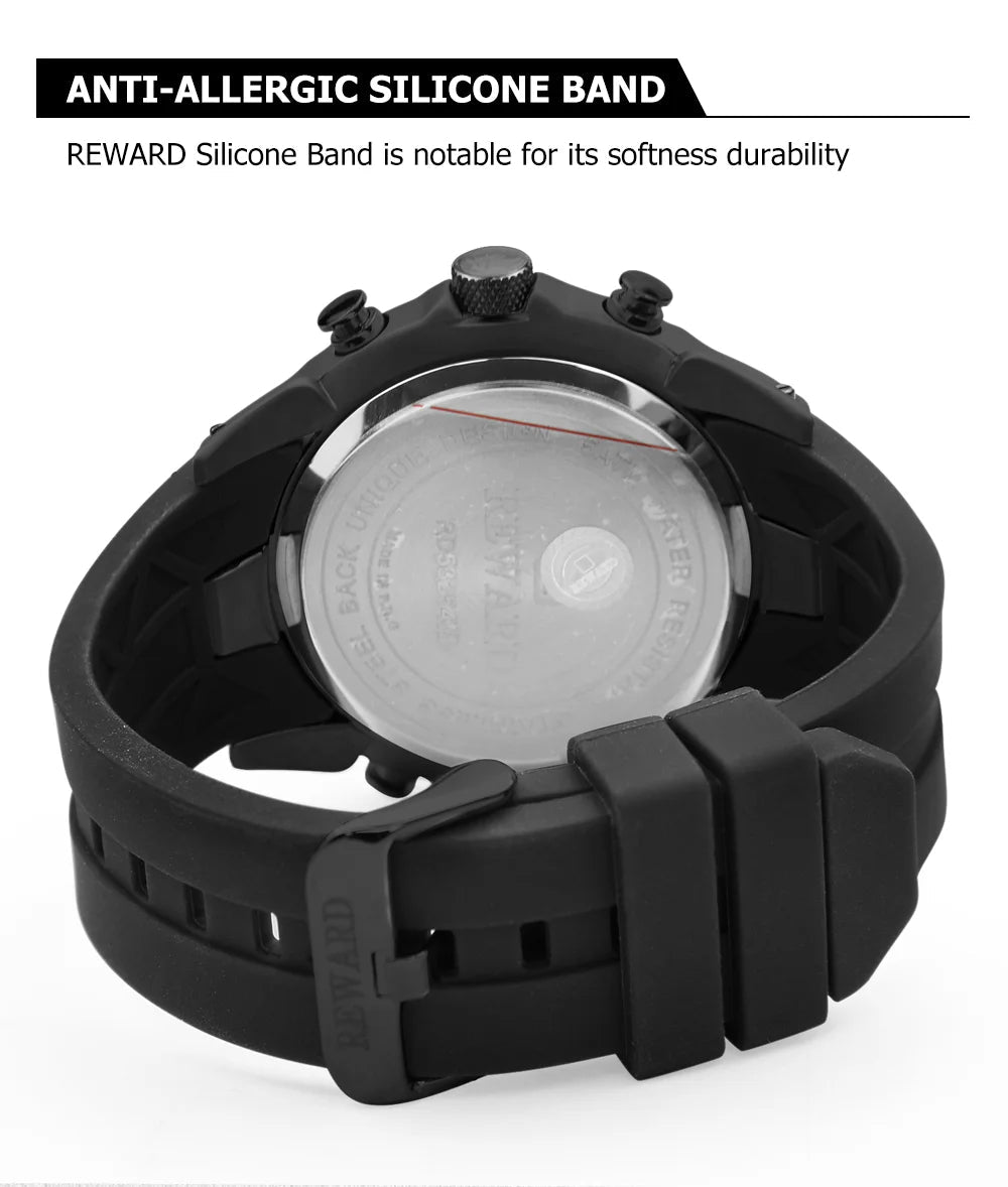 REWARD digital men quartz watch multi function date stopwatch silicone strap waterproof fashion sport digital watches man SK Accessories