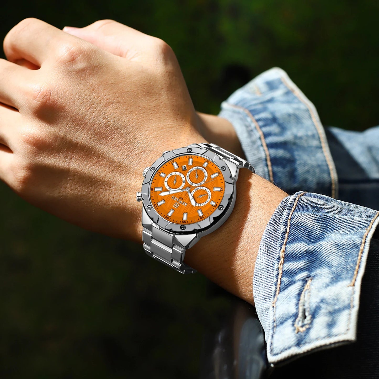 REWARD Mens Watch Quartz Waterproof Luminous Date Stainless Steel Wrist Watches Luxury Casual Watch for Men SK Accessories