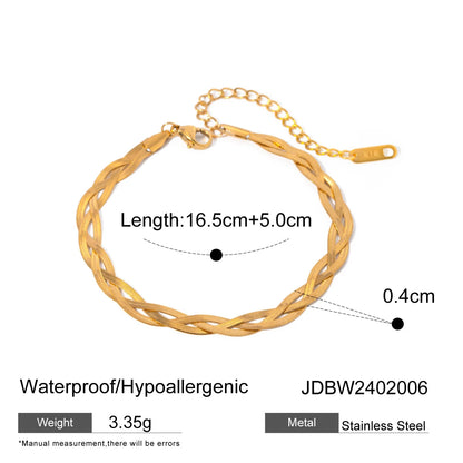 Uworld Stainless Steel Double Layered Snake Chain Bangle Bracelet Trendy Golden Stylish Unique Design Jewelry Female Party Gift SK Accessories